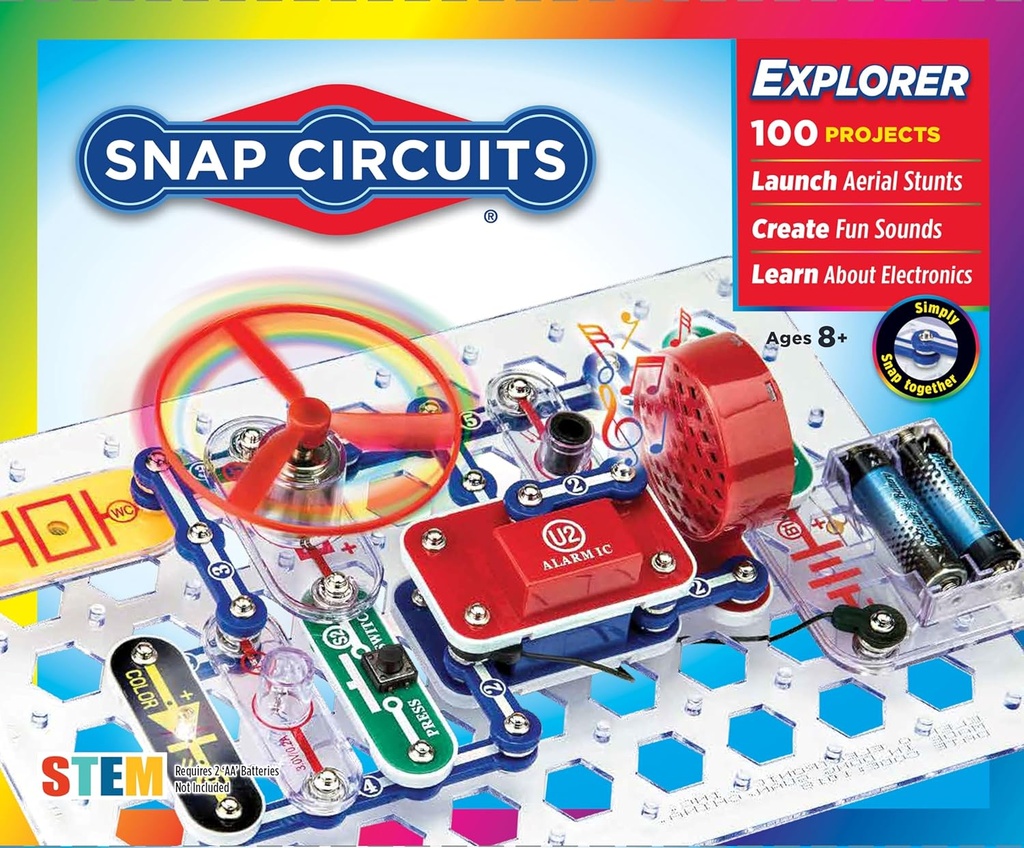 Snap Circuits Jr. SC-100 Electronics Exploration Kit, Meer dan 100 Projecten, Volledige Kleur Project Handleiding, 28 Onderdelen, STEM educatief speelgoed voor kinderen 8 +