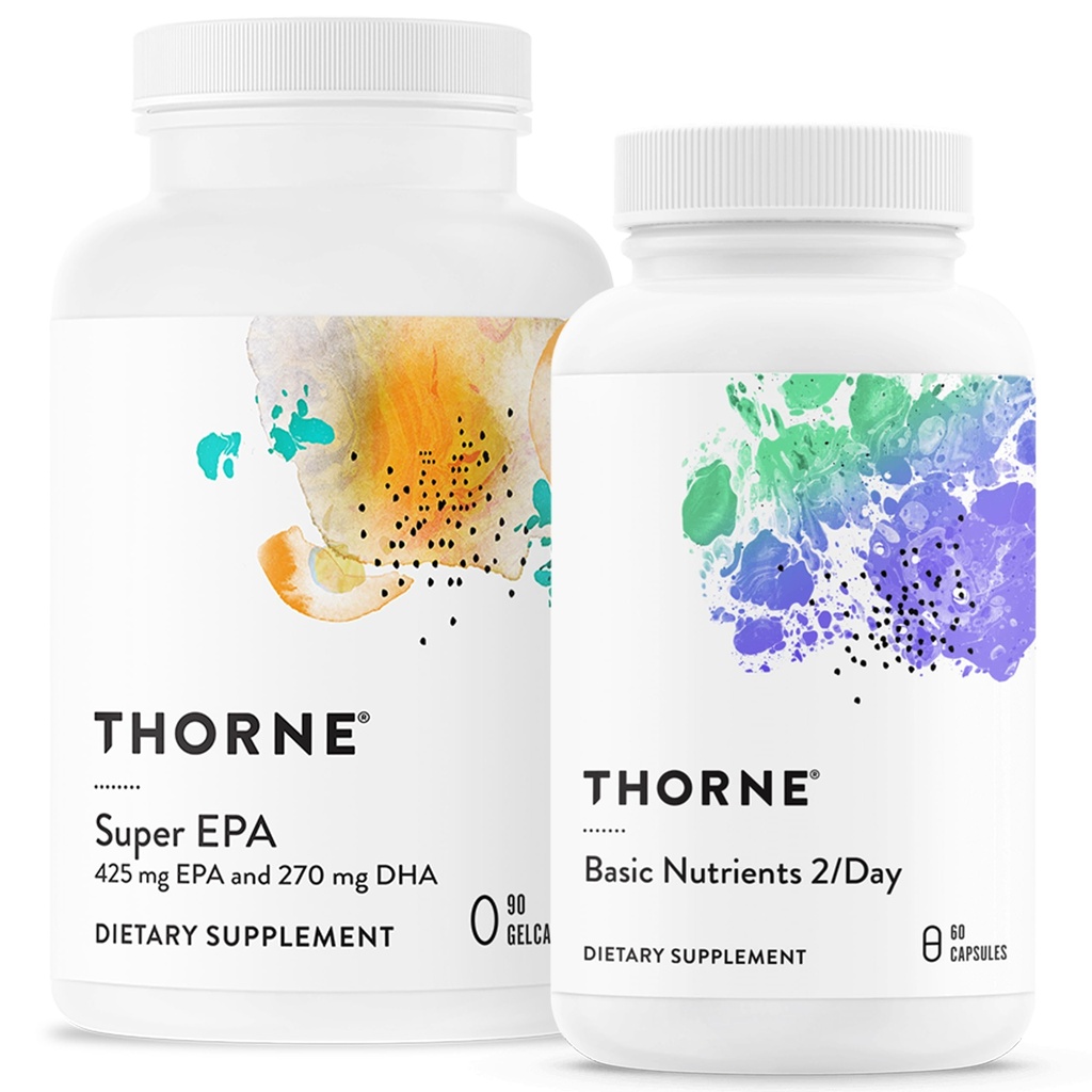 THORNE - Wellness Essentials Bundle - Omega-3 & Multivitamine Combo - Super EPA & Basic Nutrients 2/Day - 30 Servers