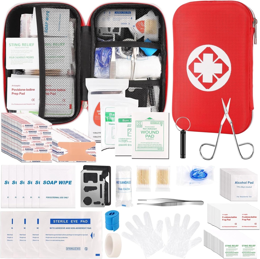 Mini Travel First Aid Kit, Emergency Kit met 201PCS eerste hulp en waterdichte compacte tas, Survival Medical Kit voor Home Car Office Camping Wandelen