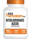 BulkSupplements.com Capsules d'acide hyaluronique - Suppléments d'acide hyaluronique, acide hyaluronique 200mg - Sans pur et sans gluten, 1 Capsule par portion, 240 Nombre (paquet de 1)