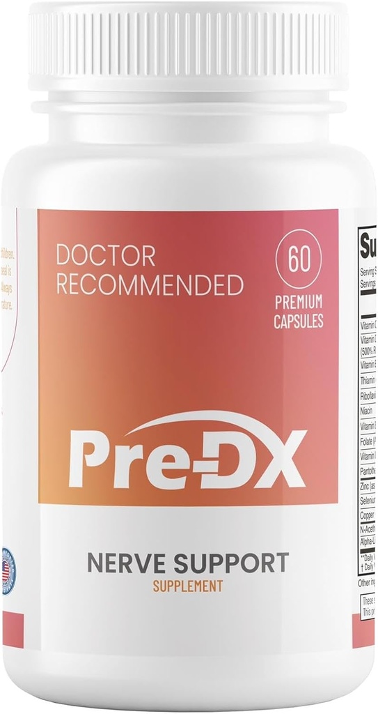 Pre-DX Nerve Support Supplement - Advanced L-Methylfolate Multivitamin w/Vitamin B-Complex & More for Resistance Enhancement - 3rd Party Tested L-methylfolate Supplement - 60 Capsules