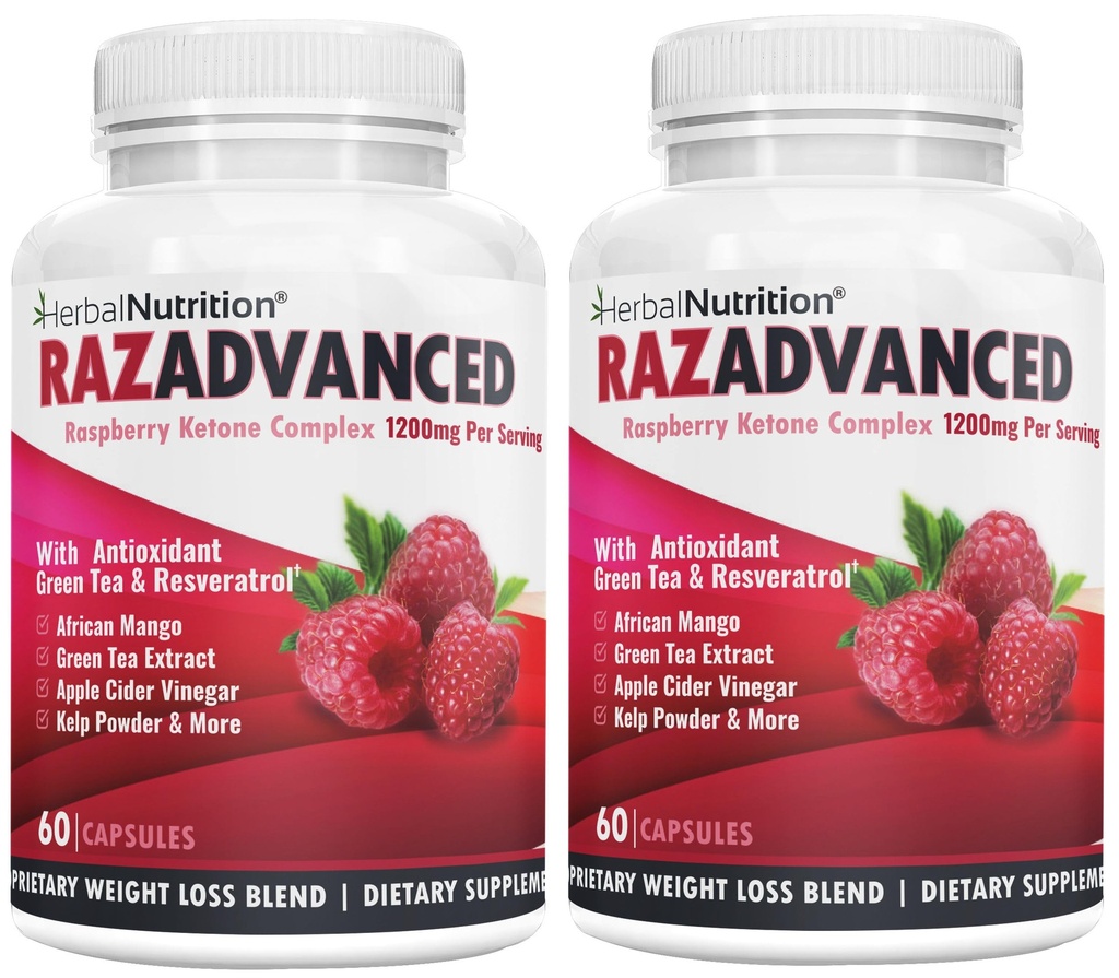 Raspberry Ketones Complex, 120 Capsules, Two Pack, 1200mg Per Serving African Mango, Apple Cider Vinegar, Green Tea, Resveratrol, Acai Fruit, Kelp, en Grapefruit Diet & Weight Management Supplement