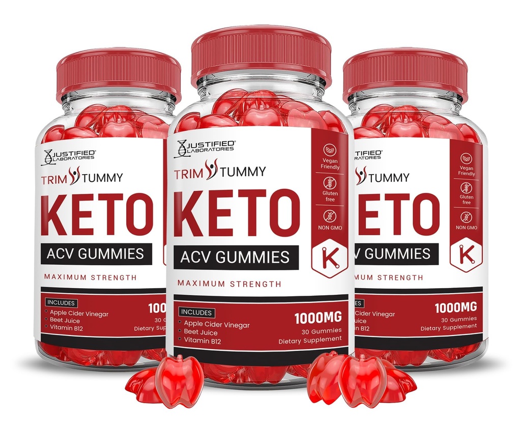 Laboratoires justifiés (3 Pack Tummy Keto ACV vinaigre de cidre de pomme formulé avec du jus de betterave de grenade en poudre B12 Vegan Non OGM 180 Gommies