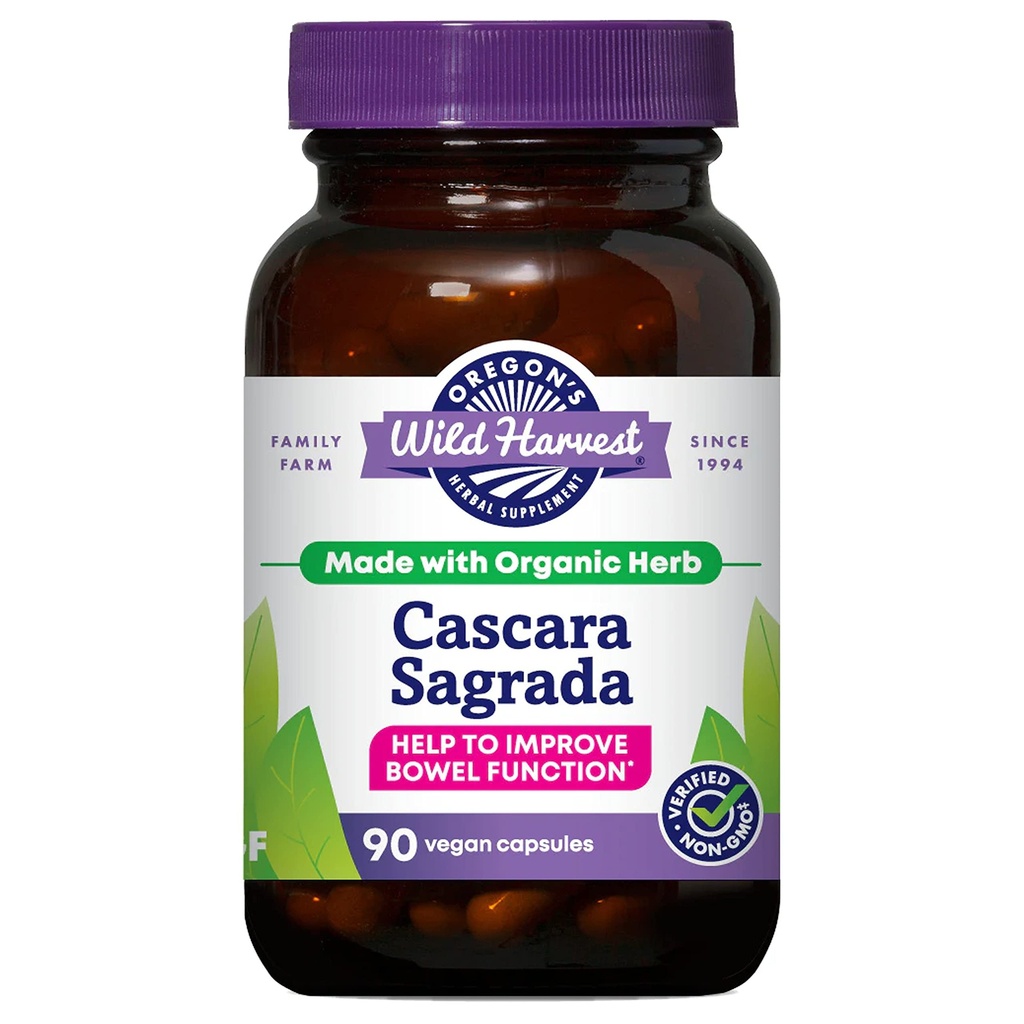 Oregon's Wild Harvest Cascara Sagrada Capsules - Organic Herbal Natural Laxative for short-term Constipatie Relief