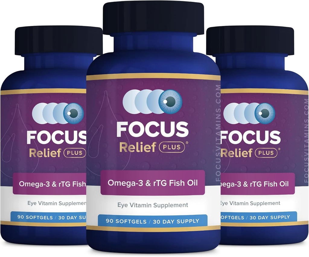 Focus Relief Plus Dry Eye Formula (270 ct. 90 Day Supply) Dry Eye Omega 3 Supplement - Dry Eye Relief Supplement - Omega 3 Fish Oil voor droge ogen