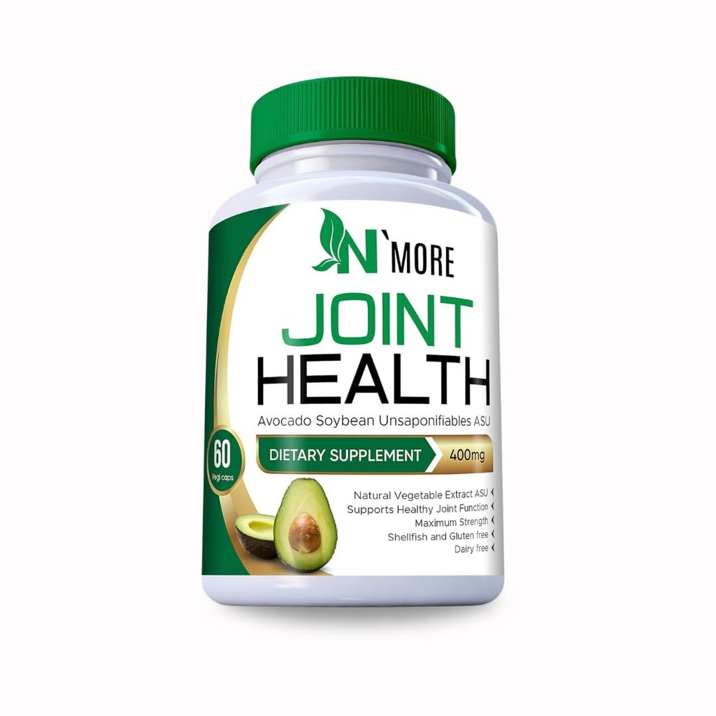 N'More Avocat Soybean Insaponifiables Supplément Santé Joint 400 mg, Non-OGM, Laiterie, sans gluten et mollusques, approvisionnement de 60 jours, une gélule par jour