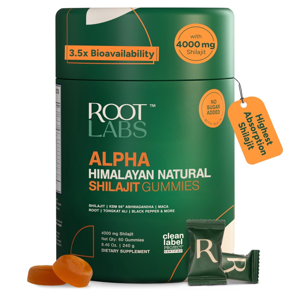 10-in-1 Alpha Shilajit Gummies 4000 mg Pure Himalaya Shilajit, Tongkat Ali, Maca Root, 75% Fulvic Acid 