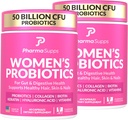 ADVANCED Vrouwenprobiotica voor Gut Health - Hair, Skin, & Nails Vitaminen Ondersteuning - 50 miljard CFU w/ Collageen, Biotin & Keratine - Probiotisch supplement voor spijsverterings- en opgeblazenheidsrelief, USA-Made