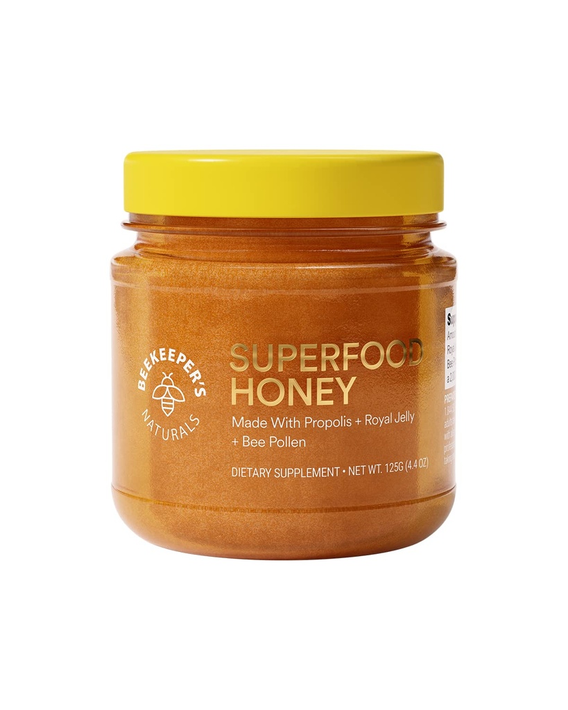 Superfood Honey by Beekeeper's Naturals - Bee Pollen, Royal Jelly, Propolis, Honey - Énergie naturelle, Immune Support, Clarté mentale, Performance athlétique (4.4 oz)
