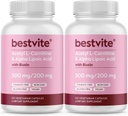 BESTVITE Acetyl-L-Carnitine 500 mg & Alpha Lipoïnezuur 200 mg per capsule met Biotine (240 Vegetarische Capsules) (120 x 2) - No Stearates - Vegan - Non GMO - Glutenvrij