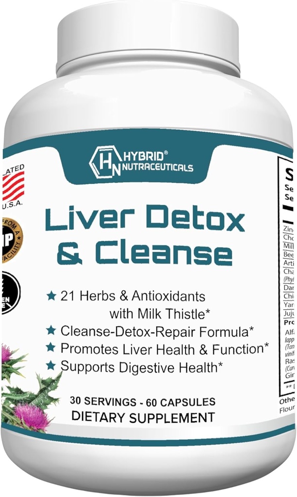 Hybride Nutraceuticals Lever Reiniging Detox & Reparatie - Melkdistel, Artichoke Extract, Dandelion Root