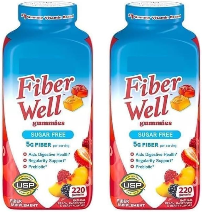 Vita Fiber Well Gummies, Sugar Free, Peach, Raspberry & BlackBerry Smaken, 220 Tellen