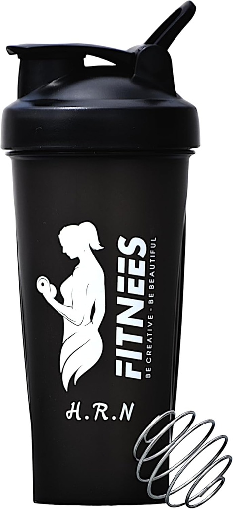 H.R.N 20 Ounce Protein Shaker Bottle For Women, Protein Shaker Bottle, Shaker Bottle Perfect voor pre en post workout, Shaker Cup For Protein Drink, Cocktail Shaker Cup [BLACK].