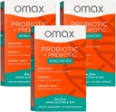 Omax3 Prebiotic & Probiotic 50 Miljard CFU + Chicory Inulin, 10 stamper, Verminder opgeblazen gevoel, spijsvertering, SIBO, Leaky Gut, Vaginale pH, Acidophilus, Vegan, Zuivelvrij, Glutenvrij, Blisterverpakking (2 verpakkingen)