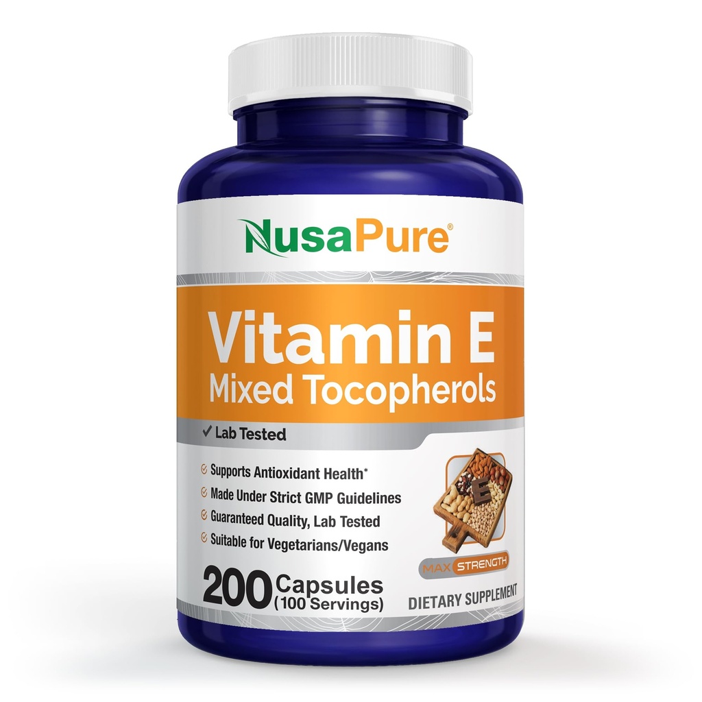 NusaPure Vitamine E 1000 IE 200 tabletten (Non-GMO, Glutenvrij) - gemengde tocoferolen