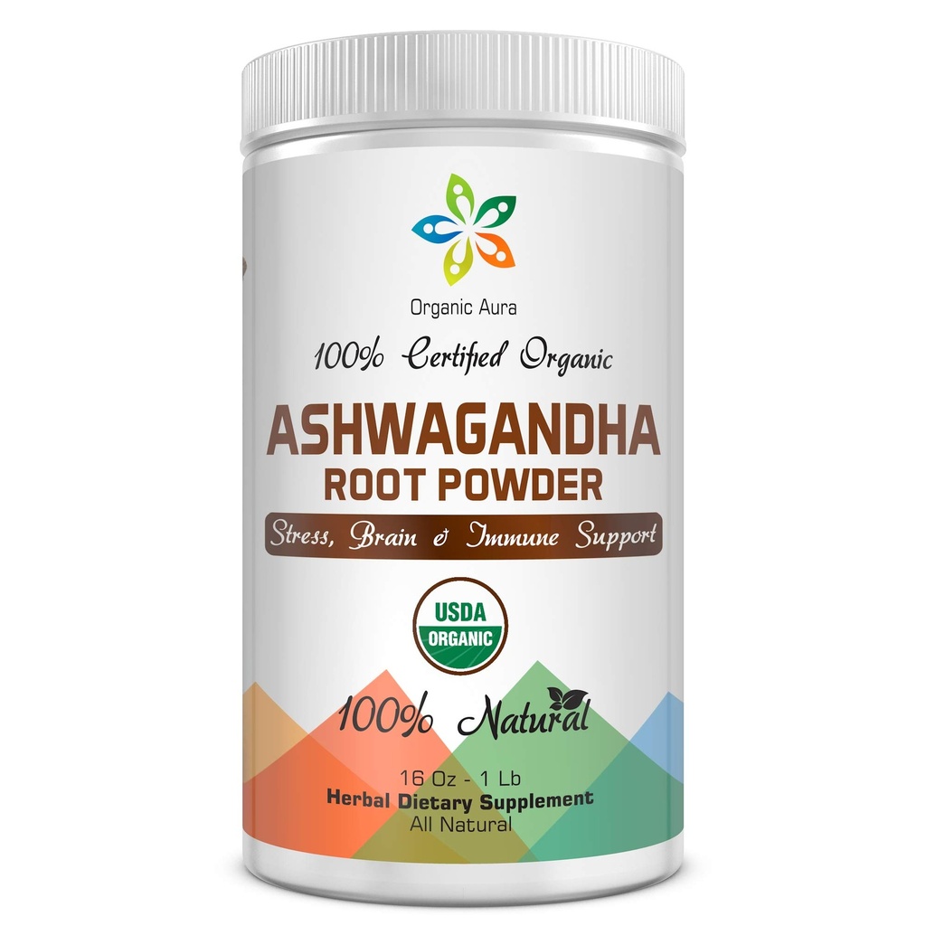 Certified Organic Ashwagandha Root Powder 16Oz -1Lb. Natural Stress, Brain and Immune Support. Verbetert de algehele gezondheid. Raw Superfood. 100% natuurlijke kruiden