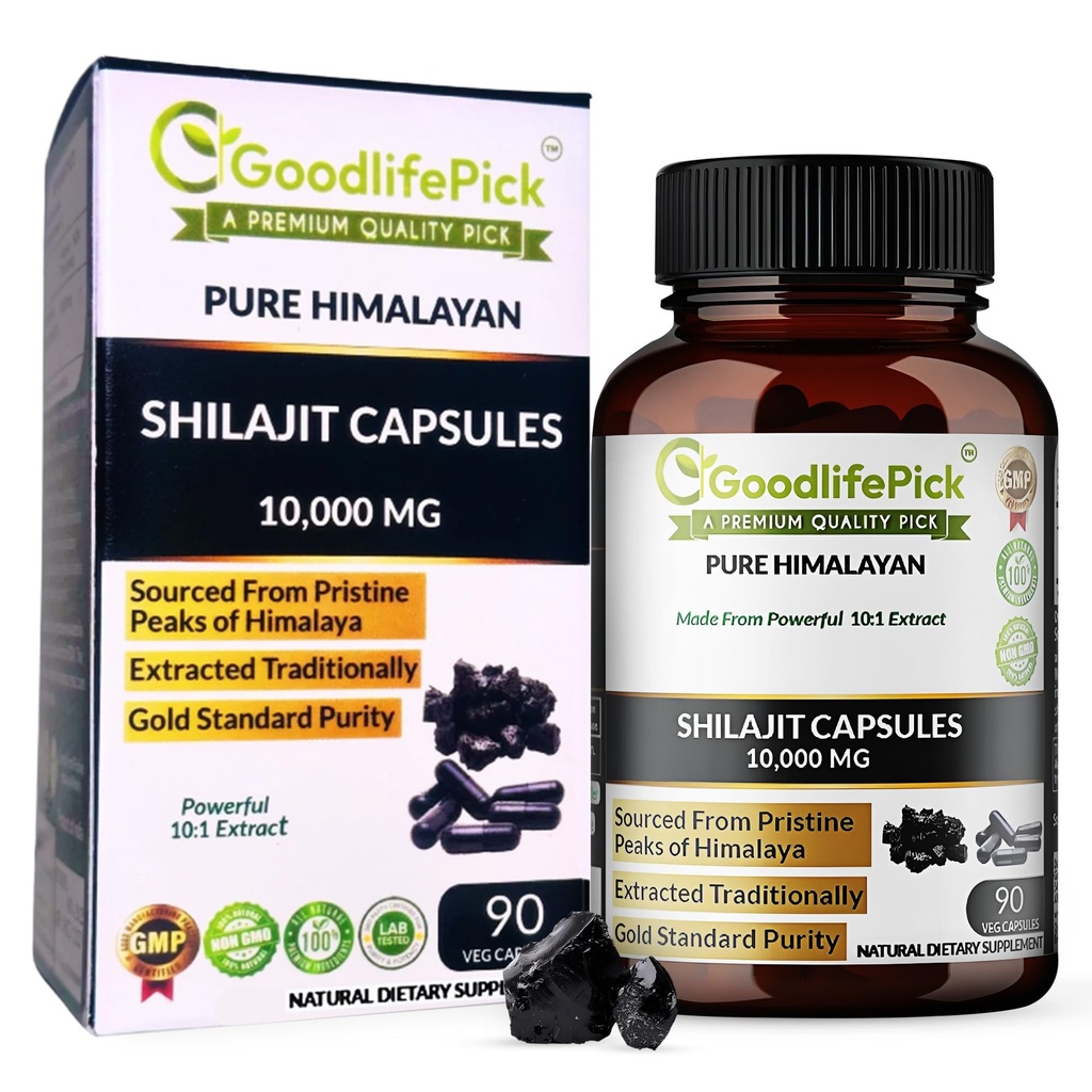 Pure Himalaya Shilajit Capsules. Maximale sterkte Natural Shilajit Rijk aan sporenmineral en Fulvinezuur. Hoge Hoogte Sourcing. Vegan NonGMO 90ct. Traditioneel zonder stearaat Geen rijstmeel