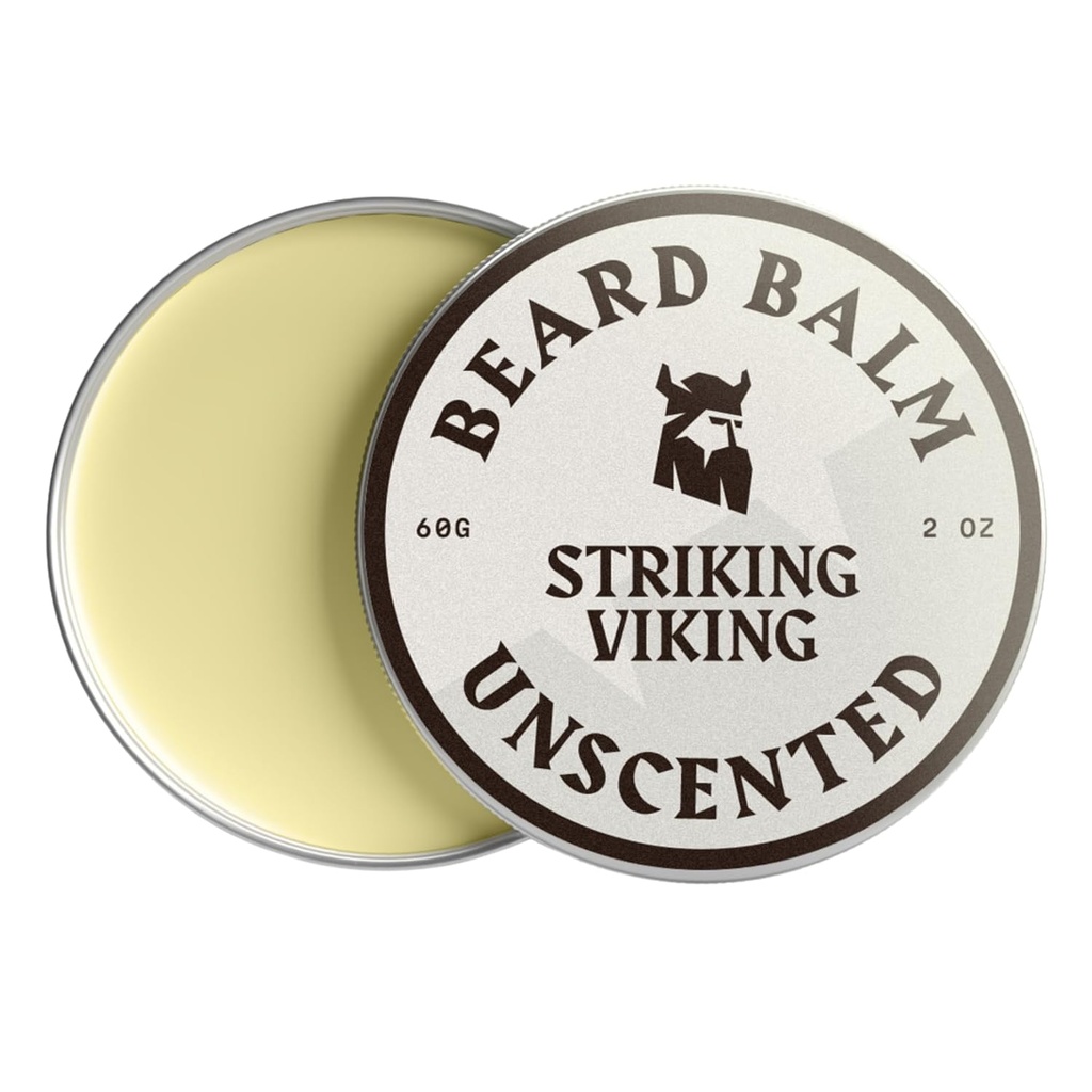 Opvallende Viking baard balsem voor mannen - Vertrek in Baard Conditioner - Styling Balm Gemaakt met natuurlijk Afgeleide Baard Butter, Argan & Jojoba Oils (2 Ounce (Pack of 1), Ongeparfumeerd)