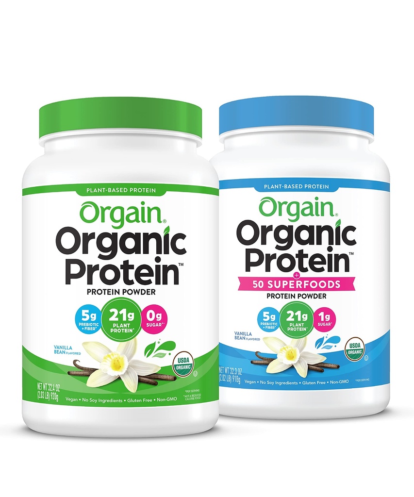 Orgain Biologische Veganistisch & Organisch Proteïne + Superfoods Poeders, Vanille Bean Smaken - plantaardige proteïne, Glutenvrij
