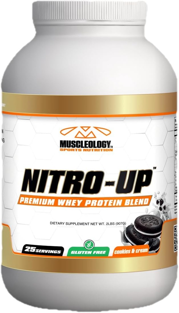 MUSCLÉOLOGIE Nitro-Up Hydrolysed Whey Isolate Protein, Cookies & Cream, 2 livres