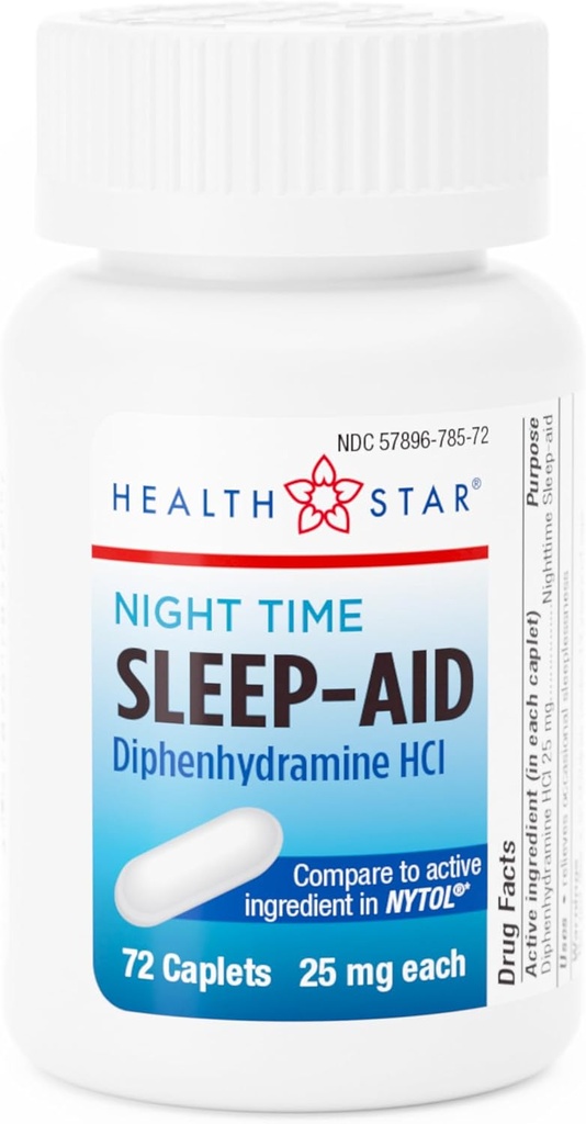 GeriCare Nighttime Difenhydramine HCl 25 mg, Slaap-Aid Caplets, 72 Telling (verpakking 1)