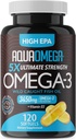 5X Ultimate Strength Omega 3 Visolie Supplementen, Wild Caught Fish Oil Omega 3 Supplementen met hoge EPA, DHA en vitamine D, Fishoil Omega3 Supplement voor vrouwen & mannen, 120 Softgels, Unflavored