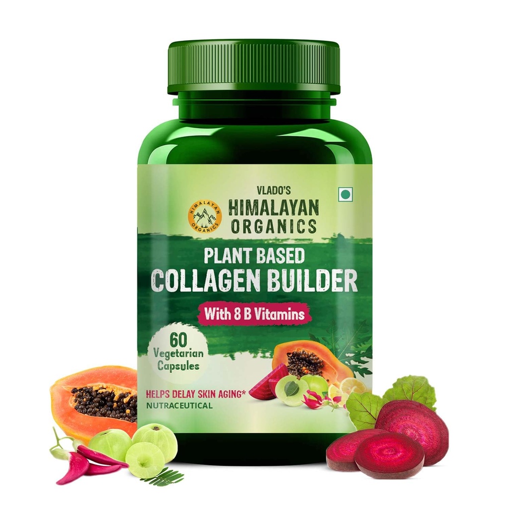 Himalaya Organics Organics Biologische Collagen Bouwer voor haar en huid met Biotine & Vitamine C (60 capsules)