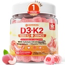 Vitamine D3 K2 Gummies 5000IE / 10.000 IE met 500mg Calcium + K2(MK-7) 200mcg, Magnesium, Vitamine C & Zink, Extra sterkte - Ultieme absorptie voor botten, spieren, tanden, Veganistisch, 60 Count (Pack of 1)