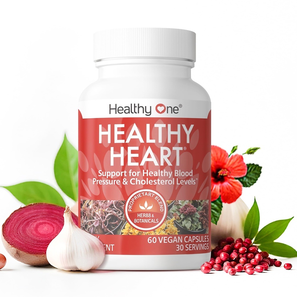 Gezond hart - Bevordert gezonde cholesterol Circulatie en bloeddruk - Plaque - Cortisol - Arteries - LDL - HDL - CoQ10 - Hawthorne - Beetwortel - Knoflook - Olive Leaf - Hibiscus - 60 Tel.