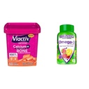 Viactiv Calcium Kauwen & Vitafusion Omega-3 Gummy Vitaminen Bundle - 60 Calcium Kauwen voor Bone Health + 120 Omega-3 Gummies for Heart Health