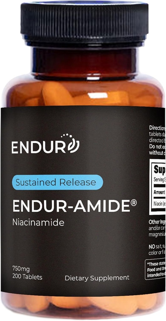 ENDUR-amide, ondersteuning voor gezonde veroudering en cellulaire gezondheid, helpt behouden huid en hele lichaam gezondheid, glutenvrij, 750 mg (200 tabletten)