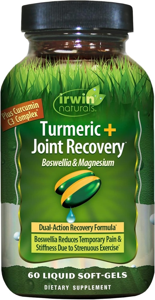 Turmeric After Sport by Irwin Naturals, met Boswellia & Magnesium, Krachtige Post-Workout Herstel, 60 Liquid Soft-Gels