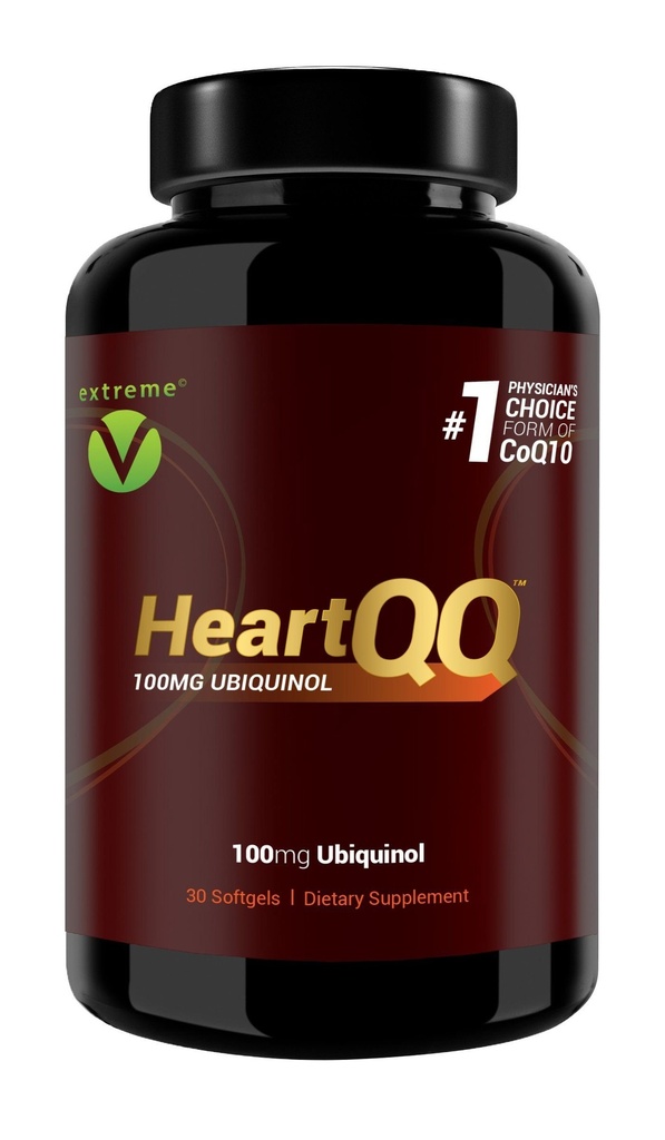 HeartQQ HIGH Absorptie Ubichinol (QH), Active CoQ10 300% Greater Absorptie, 1 Aanbevolen vorm van CoQ10. 100 mg Ubichinol (Vegetarische Softgels)