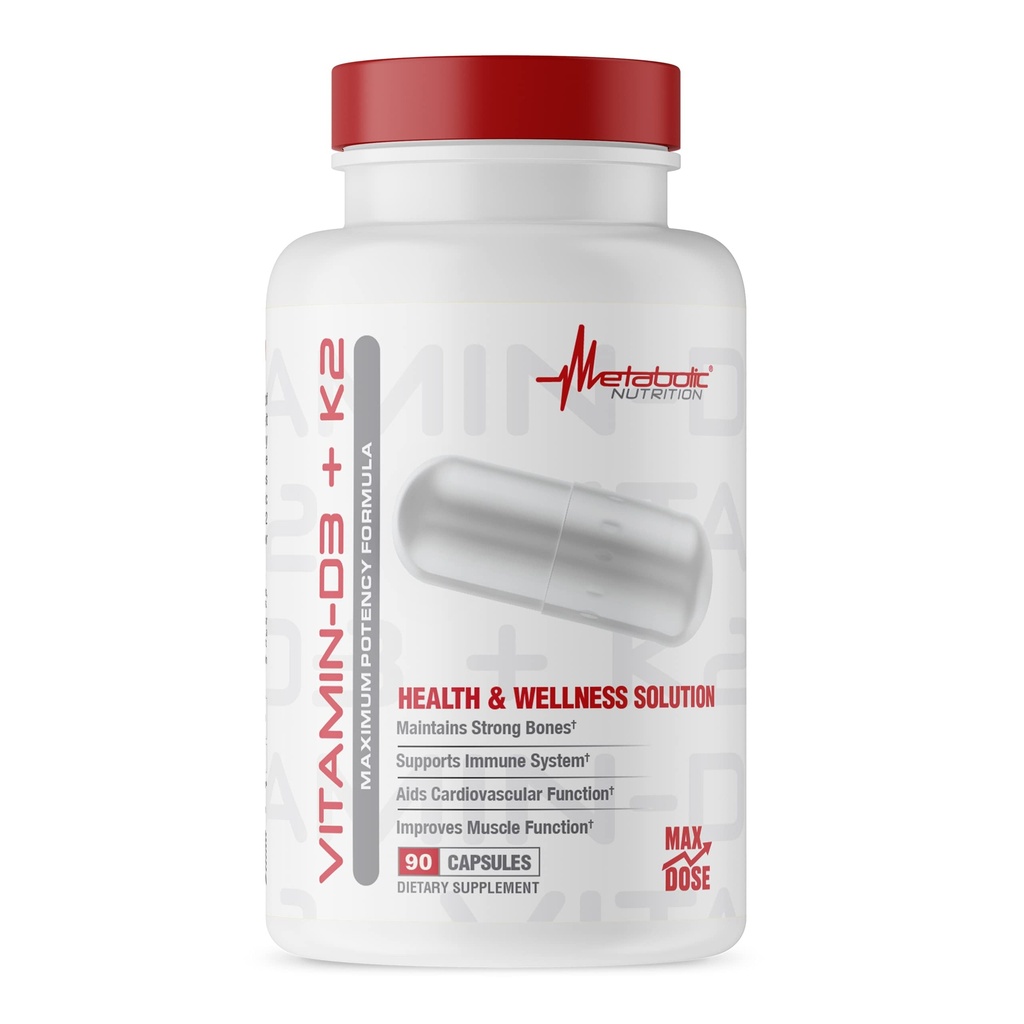 Metabole voeding Vitamine D3 + K2, Bone and Heart Health Formula, Immune Support, 90 Veggie Caps 7000IE per capsule Max dosis