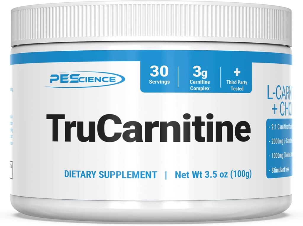 PEScience TruCarnitine, L-Carnitine-L-Tartrate, Formule d'absorption supérieure avec Choline, 30 portions, 3000 mg