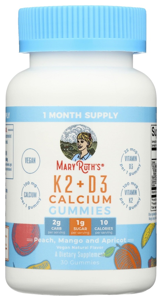 Mary Ruth's Vitamine K2 & D3 + Gommies de calcium, 30 Ct