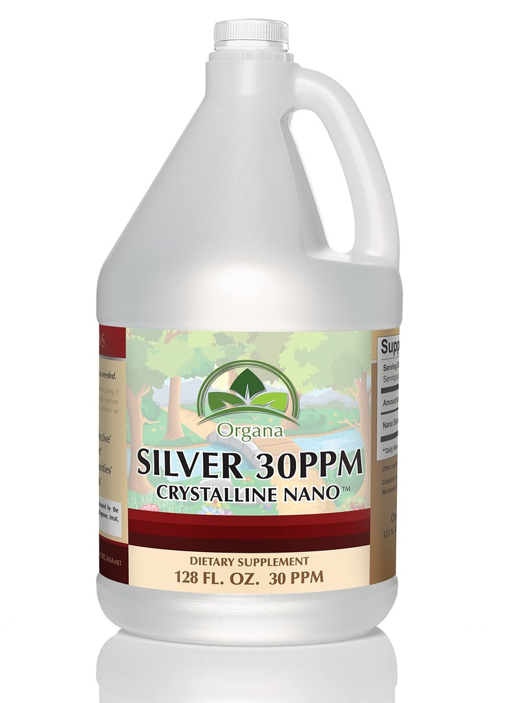 Organa Crystalline Nano Colloïdal Silver - Ultra Pure Silver Liquid for Immune Support - Ultimate Bio Active Supplement Solution - Plata Coloidal - 1 Gallon (128 Ounces) - 30 PPM
