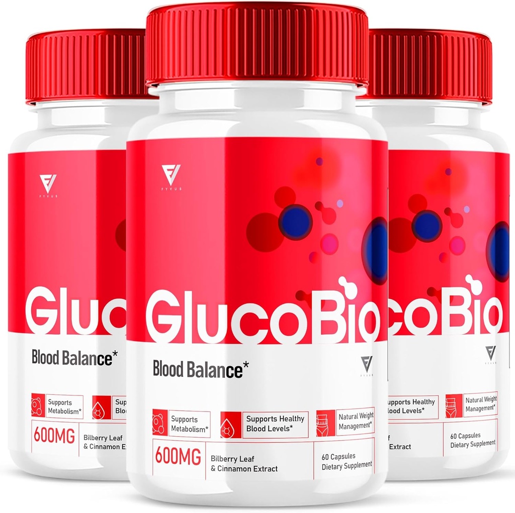 (3 Pack) GlucoBio Health and Wellness Support Capsules Gluco Bio Pillen, Gluco Bio Natural Vitamine Overall Health and Wellness Formula Glycogen Support Supplement, BioGluco Capsules (180 Capsules)