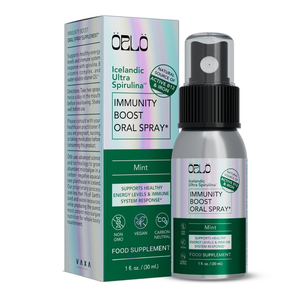 Orlo Immunity Boost Multivitamine Supplement for Adults Spray - Spirulina, Bioactive Vitamin B Complex, B12 Methylcobalamine, Vitamine D3 - Energy, Brain & Immune Health (Up to 60 Servings)