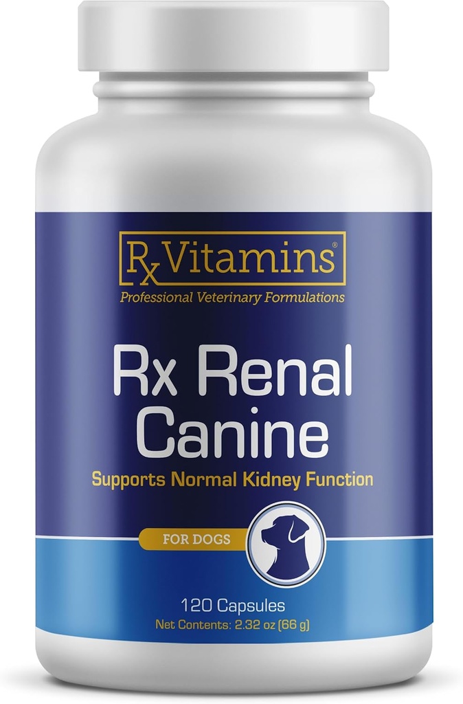 Rx Vitaminen Rx Renale Canine Nier Ondersteuning voor honden - Melkdistel Extract, Groene Thee, & Cordyceps Capsules voor honden - Hondennier Ondersteuning Supplement - 120 ct