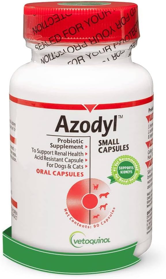 Vetochinol Azodyl Niergezondheidssupplement voor honden en katten, 90ct - Probiotic Pet Wellbeing - Help ter ondersteuning van de nierfunctie en het beheer van renale toxinen - Nierverzorgingssupplement - Gemakkelijk doorslikken van kleine caps