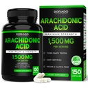 Supplément acide arachidonique 1500mg (150 capsules) - Supplément musculaire et de force pour la masse musculaire et la récupération pour les hommes et les femmes - sans gluten et sans OGM - 3ème partie testée - (150 capsules)