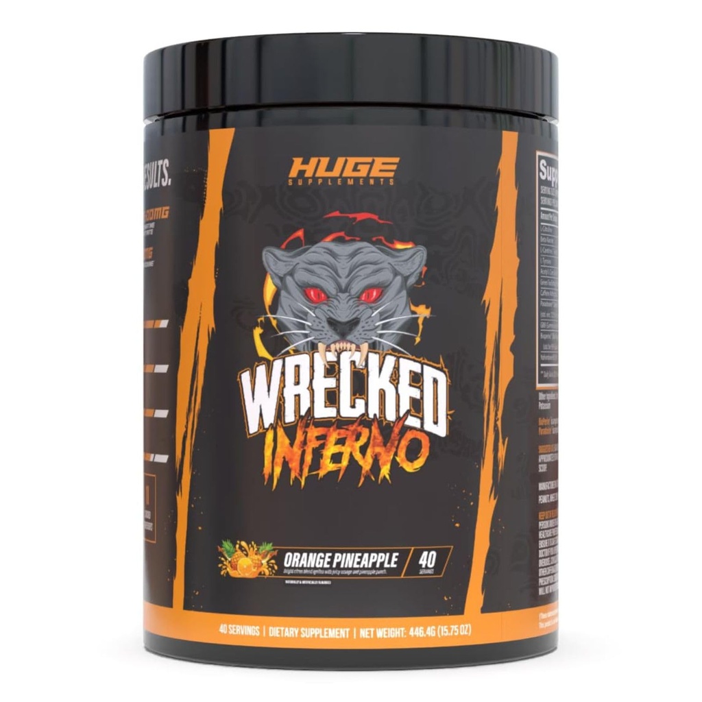 Wrecked Inferno - Thermogene pre-workout voor mannen en vrouwen, verhoging van energie, Boost Thermogenese & Metabolisme, verbetering van de prestaties van de oefeningen - Bevat L-Citrulline, L-Carnitine, Beta-Alanine & Meer