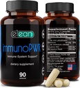ELEAN Immuno PWR- enrichi en zinc, sélénium, acide aminé Lysine et Astragalus extrait de racine pour la synthèse collagène, la santé thyroïde, le soutien minéral, l'énergie et la santé immunitaire 90 capsules veg.