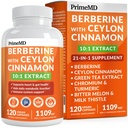 Supplément berbère 21-en-1 avec cannelle Ceylan au chrome, mélône amère et extrait de thé vert et extrait de poivre noir 5X pour support énergétique et métabolique avec 5279 mg (120 ct, paquet de 1)