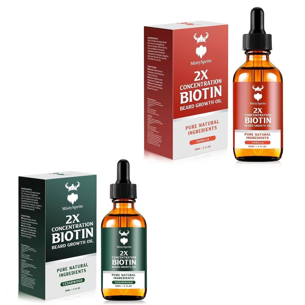 Biotin baard groei olie voor mannen, natuurlijke mannen baard olie met Argan olie, Jojoba olie en vitamine, Hydraten & Thickens gezicht haar