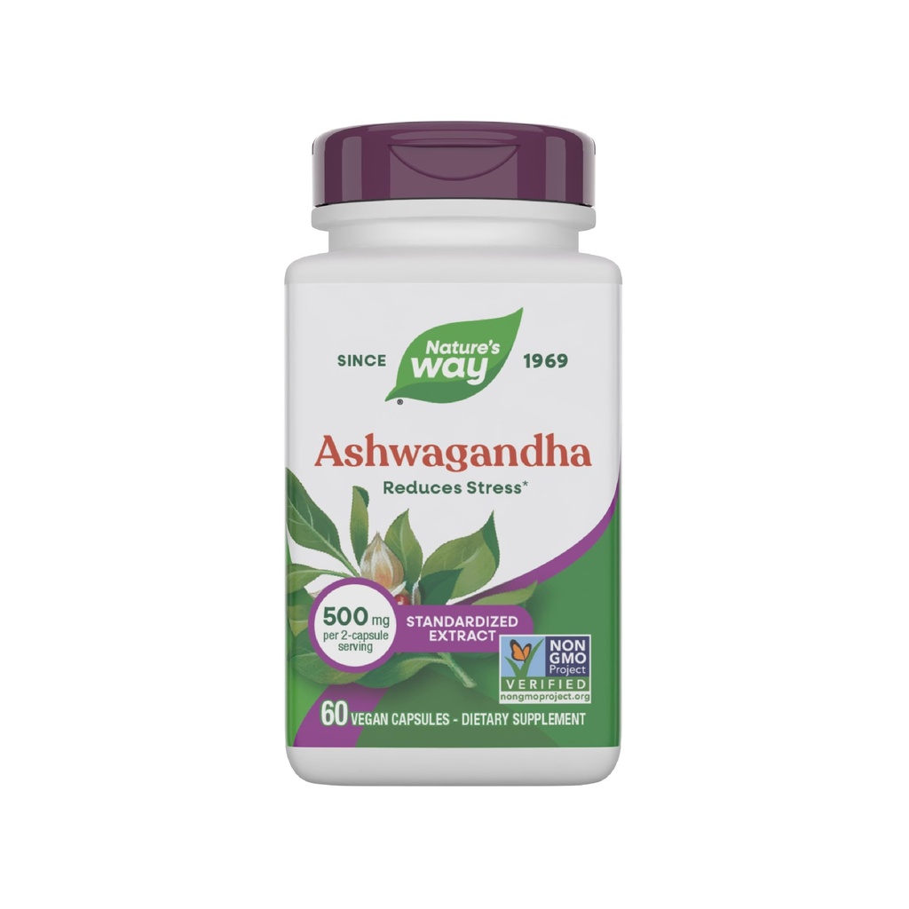 Nature's Way Ashwagandha, Reduces Stress*, Premium Extract, Adaptogenic*, Non-GMO Project Geverifieerd, Vegan, 60 Capsules