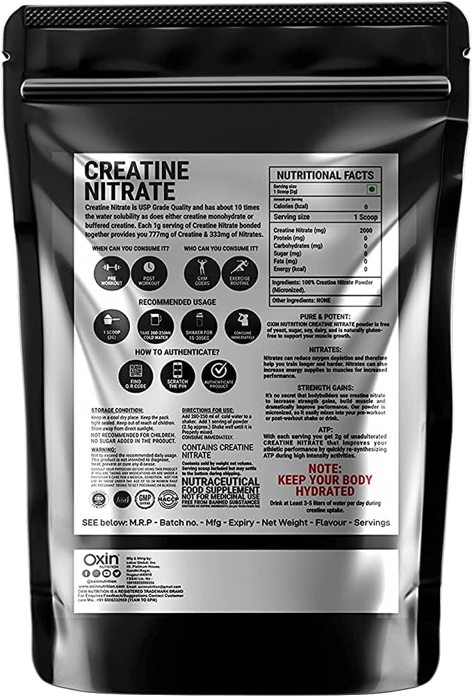 Flacon Creatine Nitraat Pre Workout Supplement Poeder 50 Gram, 1.7637 Ounce