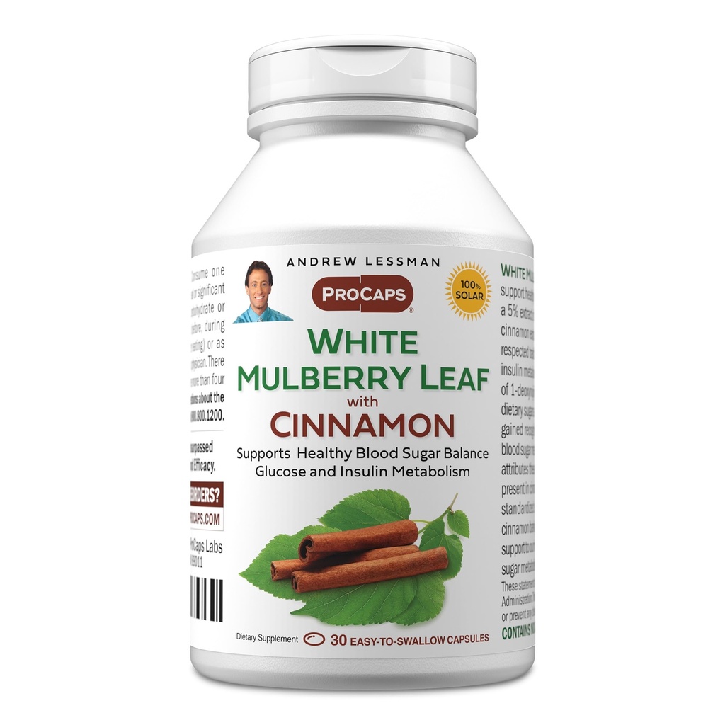 ANDREW MOINSMAN Feuille de mûrier blanc avec cannelle 30 softgels - Feuille de mûrier blanc normalisée avec extrait d'écorce de cannelle.