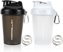 2 Pack Shaker Bottles for Protein Mixes, 17 oz Small Protein Shaker Bottle with Handle, Gym Shaker Cups with Blending Ball for Pre Workout, BPA-Free & Dishwasher Safe(Black, White)